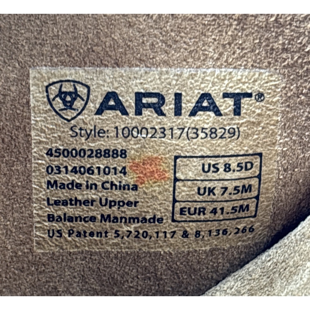 Ariat Rambler Mens 8.5 D Brown Leather Square Toe Boots Mid-Calf Western Durable - Picture 12 of 12